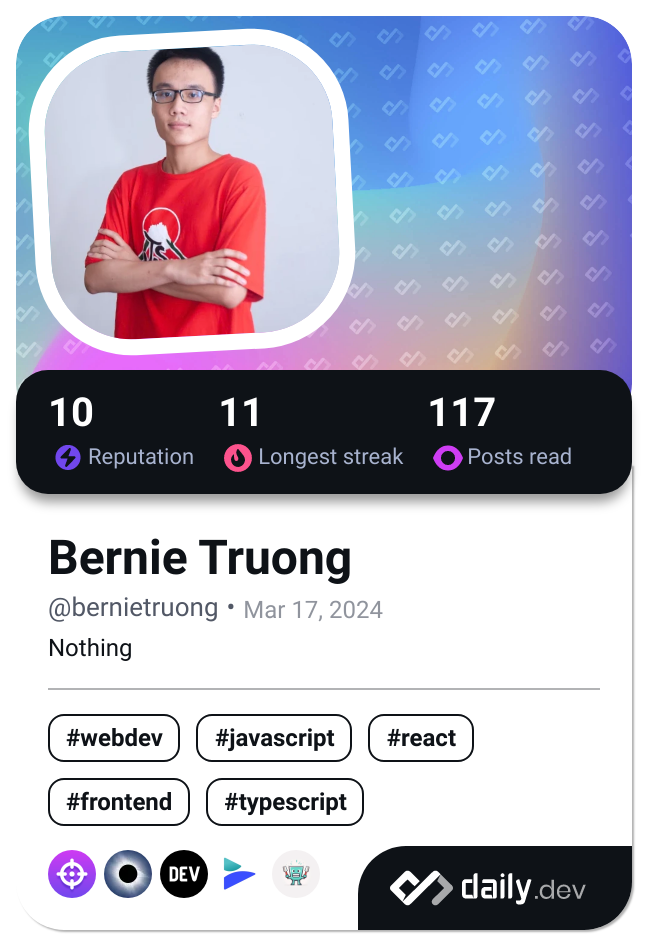 Bernie Truong's Dev Card